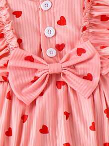 SHEIN Baby Girl Heart Print Bodysuit With Headband And Socks Set - Pink - View 5