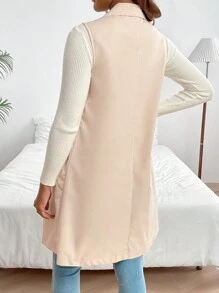 SHEIN Maternity Solid Color Lapel Collar Coat - Apricot - View 2