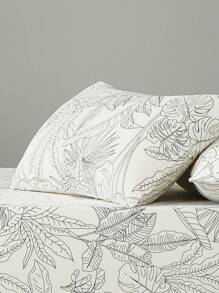 2/3pcs Fitted Sheet Sets, 90g Polyester Brushed Fabric, Plant & Flower Pattern, Includes 1 Fitted Sheet And 2 Pillowcases - White - View 7