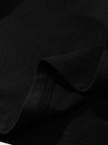 ROMWE MEN Street Life Men's Short Sleeve Round Neck T-Shirt Suitable For Daily Wear In Spring And Summer, School - Black - View 6