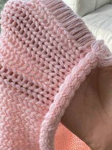 SHEIN EZwear 女士空心露肩針織上衣 - 粉色 - 查看 4