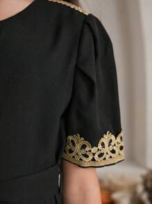 SHEIN Tween Girls' Elegant Gorgeous Party Dress With Color Blocking And Lace Decoration