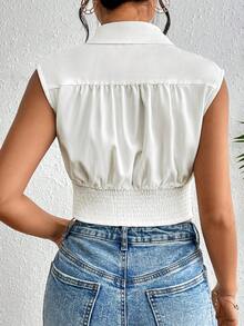 Chiquease Màu thuần Quần skinny Áo sơ mi - trắng - Xem 2