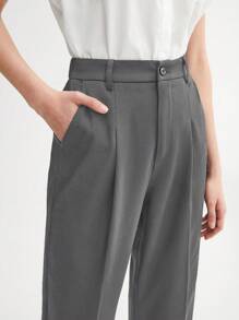 BizChic Women's Autumn Pleated 7/8 Length Suit Pants, Romantic Elegant Daily Fashion Versatile Business Casual Commute Outfit, Vintage Style Office Wear For Ladies, Teacher Uniform - Grey - View 5