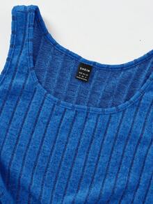 SHEIN EZwear Women's Rib Knit Two Piece Set - Blue - View 5