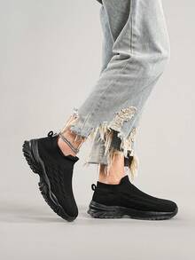 女童黑色透氣輕量運動襪鞋,適用於春夏季 - 黑色 - 查看 2