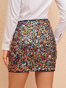 SHEIN Clasi Slim Fit Glitter Skirt - Multicolor - View 2