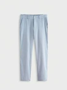 AKNOTIC Business Casual Pantaloni de costum de culoare solidă pentru bărbați - Bleu - Vizualizare 4