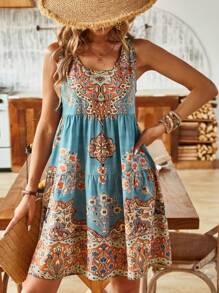 SHEIN LUNE Vestido Estampado Sin Mangas - Multicolor - Ver 3