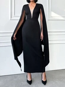 RueChic Black Long Wedding Dress - Black - View 1