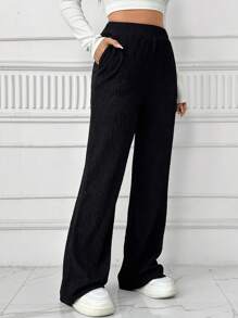 SHEIN Unity Casual And Comfortable Women's Pocketed Pants - Black - View 4