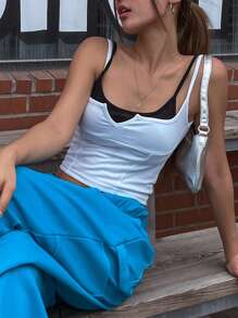 DAZY 2pcs Cropped Slim Fit Camisole Top - White - View 5