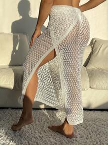 SHEIN Swim Ladies' Hollow Out Cover-Up Skirt Music Festival Summer