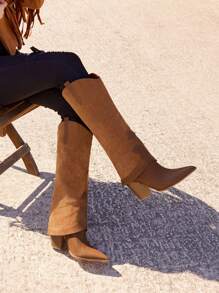 Styleloop 女士过膝靴，适合音乐节、圣诞节和万圣节穿着 - 棕色 - 查看 3