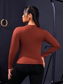 SHEIN Sports Sportshirt Mit Rundhalsausschnitt In Übergröße Und Einfarbigem Design
