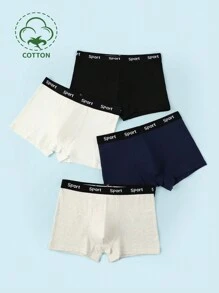4pcs Teenage Boys' Letter Print Boxer Briefs