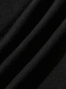 Manfinity Dauomo Men's Hooded Sweatshirt With Drawstring And Letter Print - Black - View 3