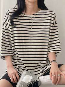 DAZY 条纹宽松T恤夏季