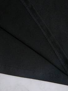 SHEIN EZwear 標語和圖案短袖t卹 - 黑色 - 查看 3