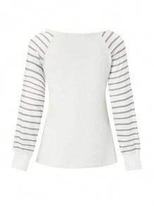 SHEIN LUNE Mesh Splice Character Print Raglan Sleeve T-Shirt - White - View 2