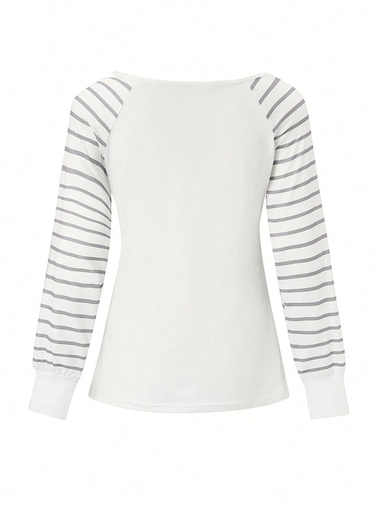 Mesh Splice Character Print Raglan Sleeve T-Shirt