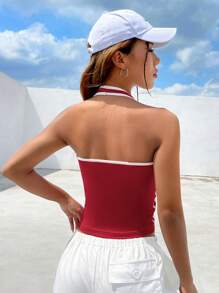 Coolane Women'S Color Block Star & Digital Print Halter Top