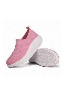 Teen Girls' Soft, Comfortable, Breathable Swing Shoes For Spring & Autumn, Fashionable, All-Match For Daily Wear, Solid Color Athletic Shoes - Pink - View 3
