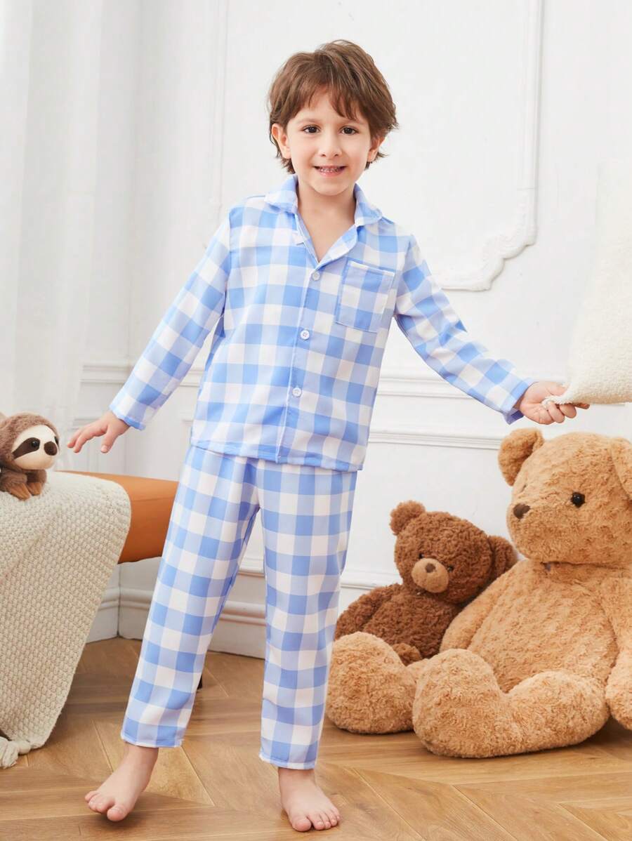 Toddler Boys' Plaid Pajamas Set - Blue - View 1