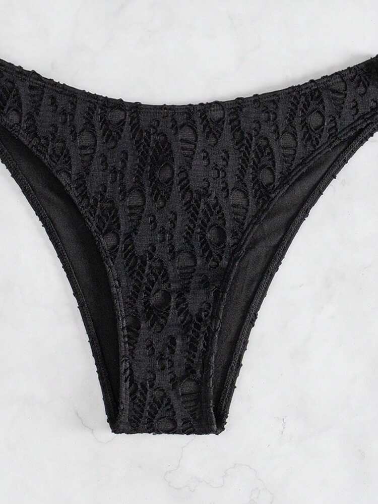 Women's Fine Strapped Bikini Set With Textured Fabric Set Summer Beach
