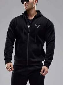 Manfinity Sport Corelite Men's Hooded Sports Sweatshirt With Letter Print Hoodie Men Sweatshirt