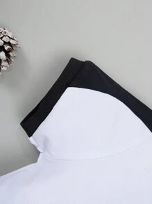 Camisa polo de manga curta com acabamento contrastante para meninos, casual de verão
