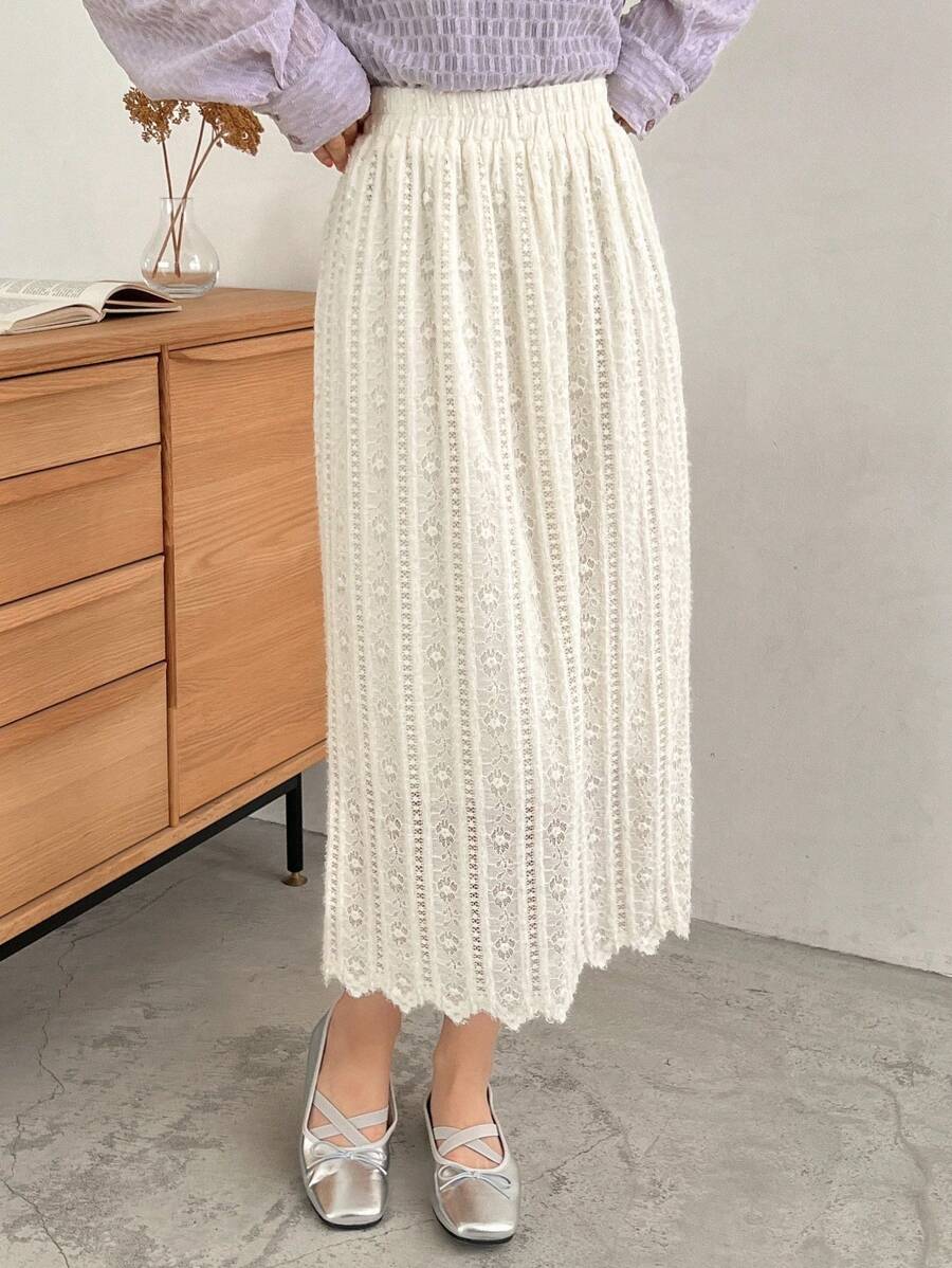 FRIFUL 女士純色蕾絲裙 - 米色 - 查看 1