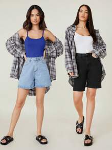 SHEIN BASICS Solid Color Casual Camisole - Royal Blue - View 4