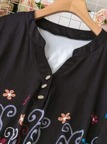 EMERY ROSE 大尺碼女性花卉印花長袖連衣裙