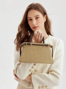 MOTF PREMIUM PU LEATHER BUCKLE DETAIL ZIPPER TOP HANDLE BAG - Multicolor - View 7