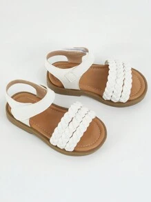 1雙幼童女孩夏季平底鞋白色涼鞋,小童鞋 - 白色 - 查看 5