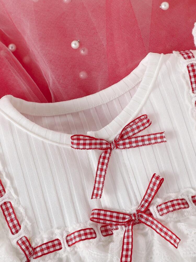 Baby Girl Summer Lightweight Short Sleeve Jumpsuit With Bow Decoration