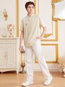 SHEIN 青少年男童寬鬆休閒襯衫