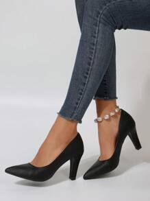 Women's Fashionable Versatile Sexy & Comfortable Lightweight Pointed Toe Commuter High Heel Shoes, Suitable For All Seasons - Black - View 5