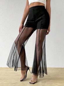 Firerie Women'S Wide-Leg See-Through Flare Pants - Black - View 5