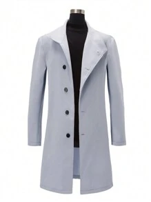 Manfinity Homme 男士立領長袖呢子大衣 - 淡紫色 - 查看 5