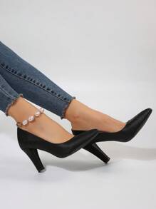 Women's Fashionable Versatile Sexy & Comfortable Lightweight Pointed Toe Commuter High Heel Shoes, Suitable For All Seasons - Black - View 3