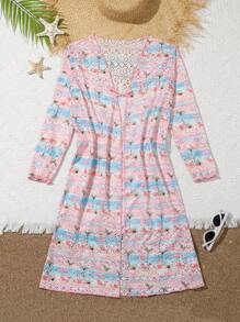 Tween Girls' Palm Tree Print Kimono Cardigan