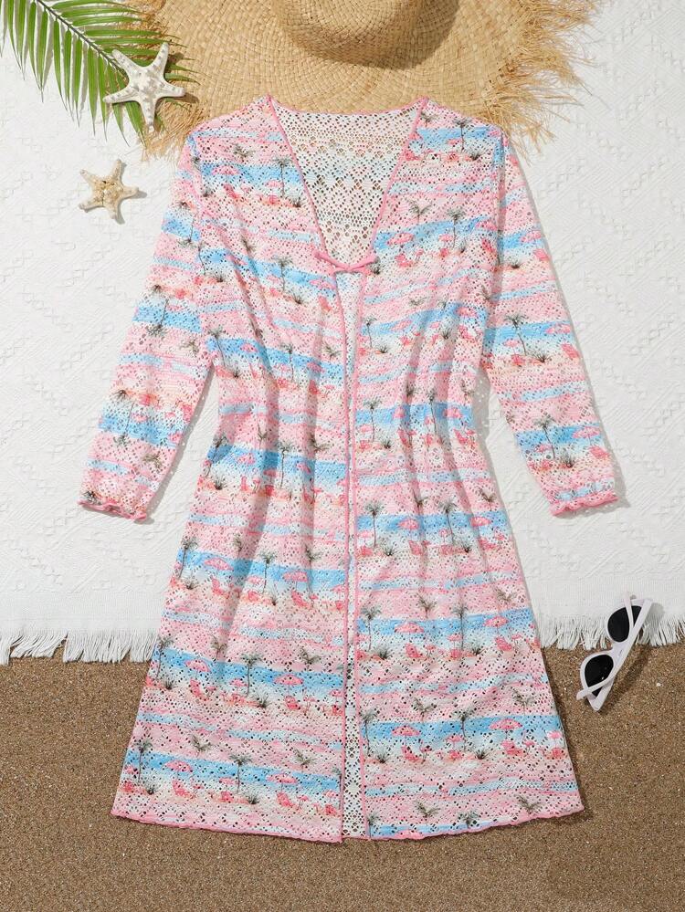 Tween Girls' Palm Tree Print Kimono Cardigan