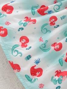 SHEIN 少女休閒度假無袖Cami裙，魚尾紋印花，彈性腰帶，A字形裙裝適用於夏季 - 綠色 - 查看 4