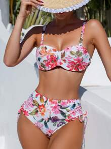 SHEIN Swim Bộ bikini in hoa dành cho nữ đi biển mùa hè Carnival - Nhiều màu - Xem 1