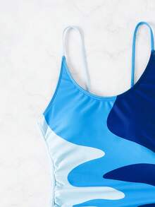 Traje De Baño De Una Pieza De Color En Contraste Para Mujer - Multicolor - Ver 5