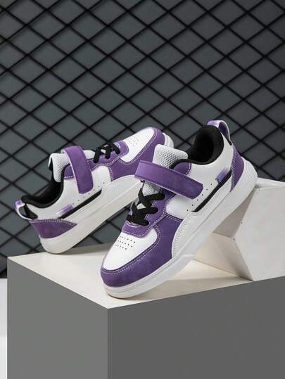 1pair Waterproof Leather Kids' Sneakers, Classic Unisex Casual Shoes For Boys And Girls, Students