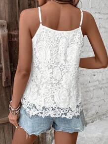 Breezaya Solid Color Lace Camisole - White - View 2