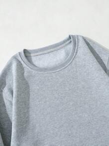 Men'S Fleece Love Letter Print Sweatshirt - Grey - View 6